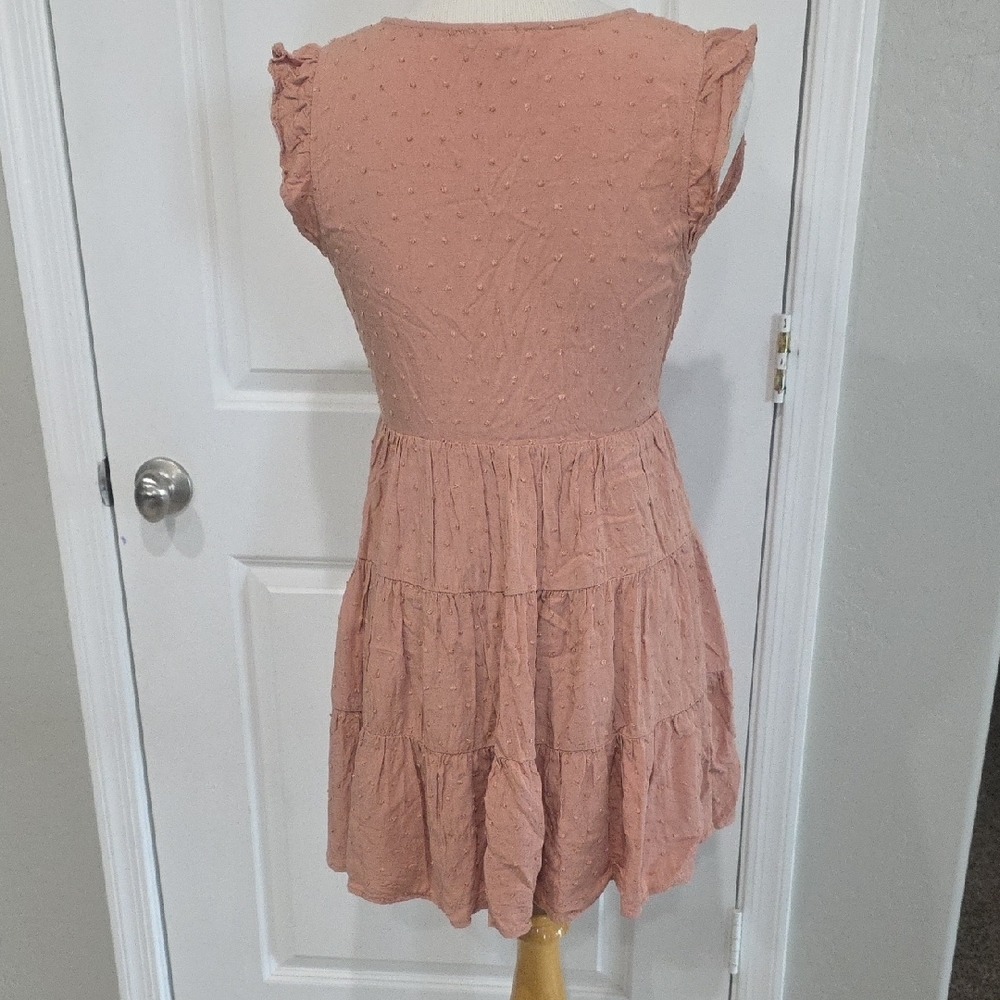 Chic Button-Down Mini Dress In Blush Medium - image 4